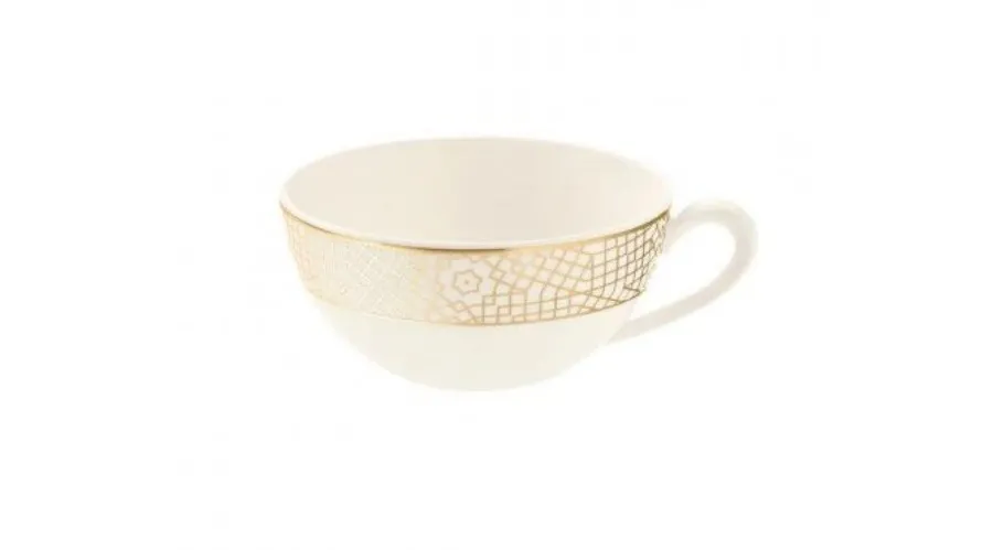 obrazek 1 Stylowa kremowa porcelanowa filiżanka do herbaty zdobiona złotym motywem – Tettau