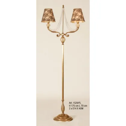 Picture Two-light floor lamp with Murano glass balls and pearls - Il Paralume Marina