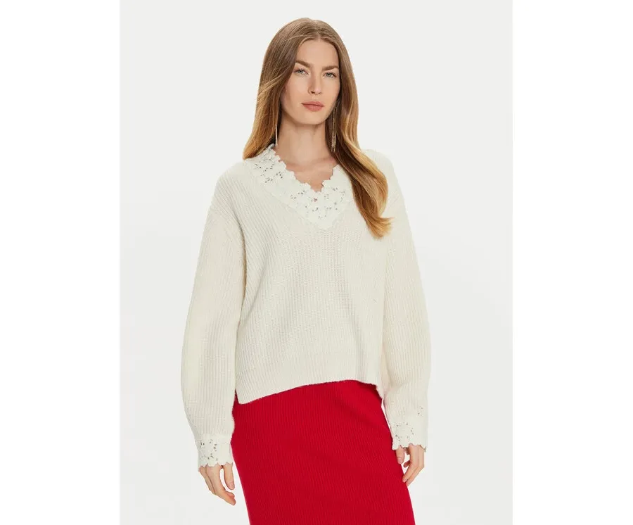 obrazek 1 TWINSET Sweter 242TT3422 Biały Loose Fit