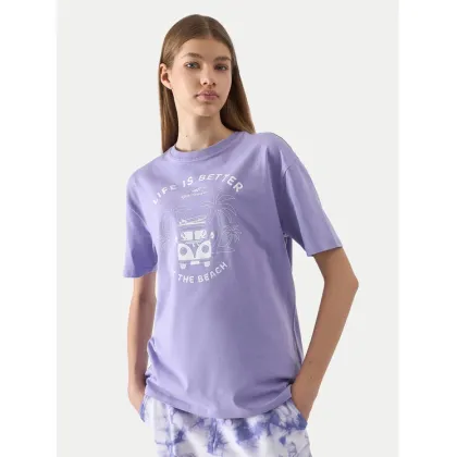 Zdjęcie 4F T-Shirt 4FJWSS24TTSHF1146 Fioletowy Loose Fit