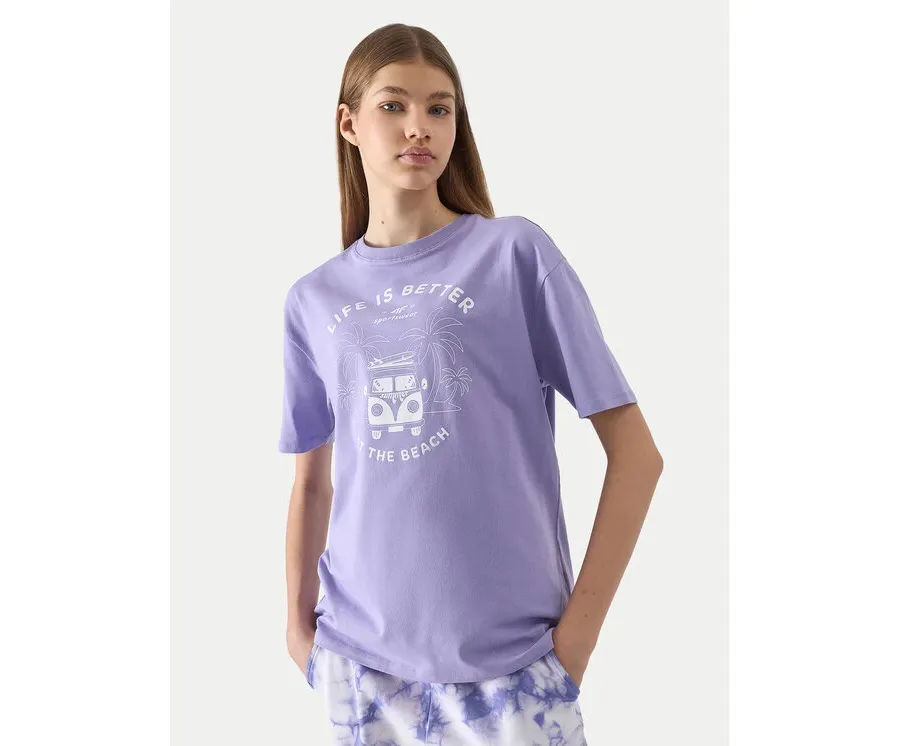 obrazek 1 4F T-Shirt 4FJWSS24TTSHF1146 Fioletowy Loose Fit