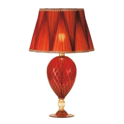 Picture Traditional red Venetian glass table lamp – Il Paralume Marina