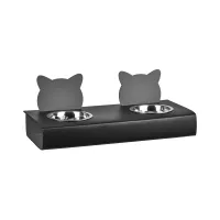 Zdjęcie Wyjątkowy czarny zestaw misek dla kota 40x16xH6 cm