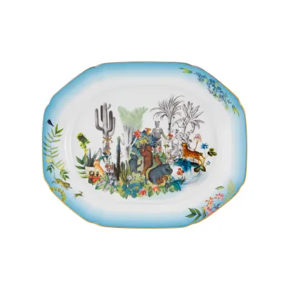 Zdjęcie Duży talerz z porcelany Rêveries z wyjątkowym przedstawieniem zwierząt i roślin - Vista Alegre