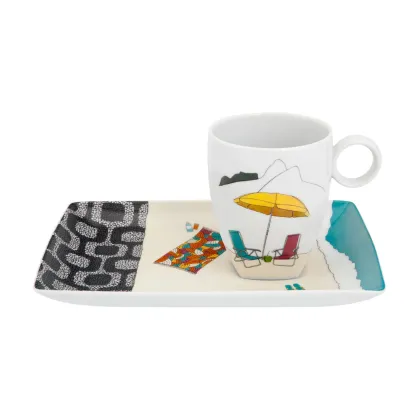 Picture Tray with a cup with a view of the beach - Vista Alegre