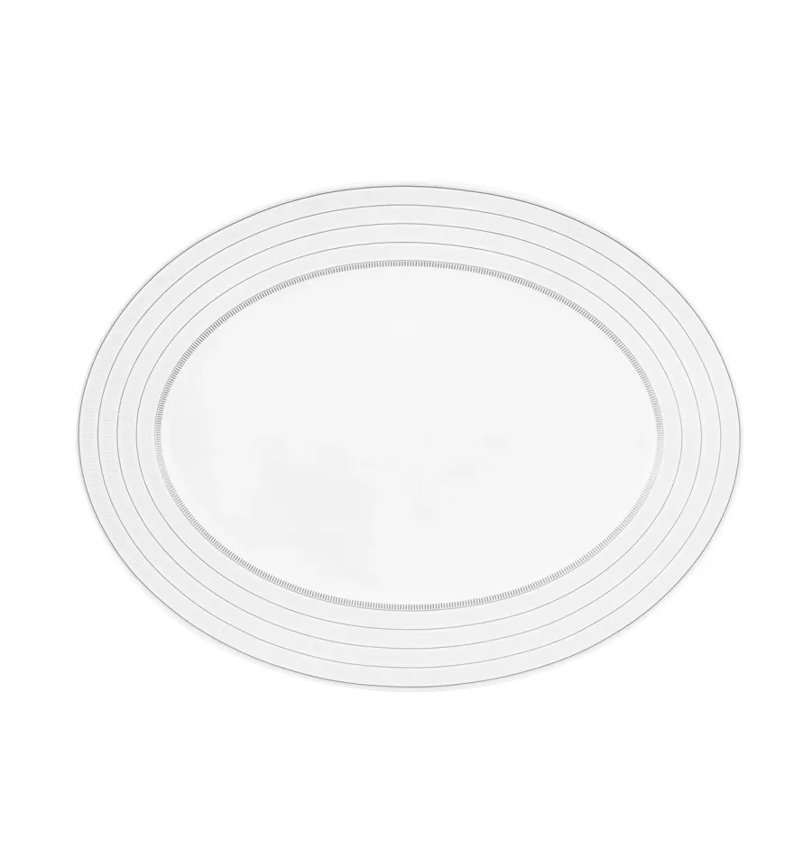 obrazek 1 Stylowy średni owalny talerz z porcelany Elegant z subtelnym szarym motywem - Vista Alegre