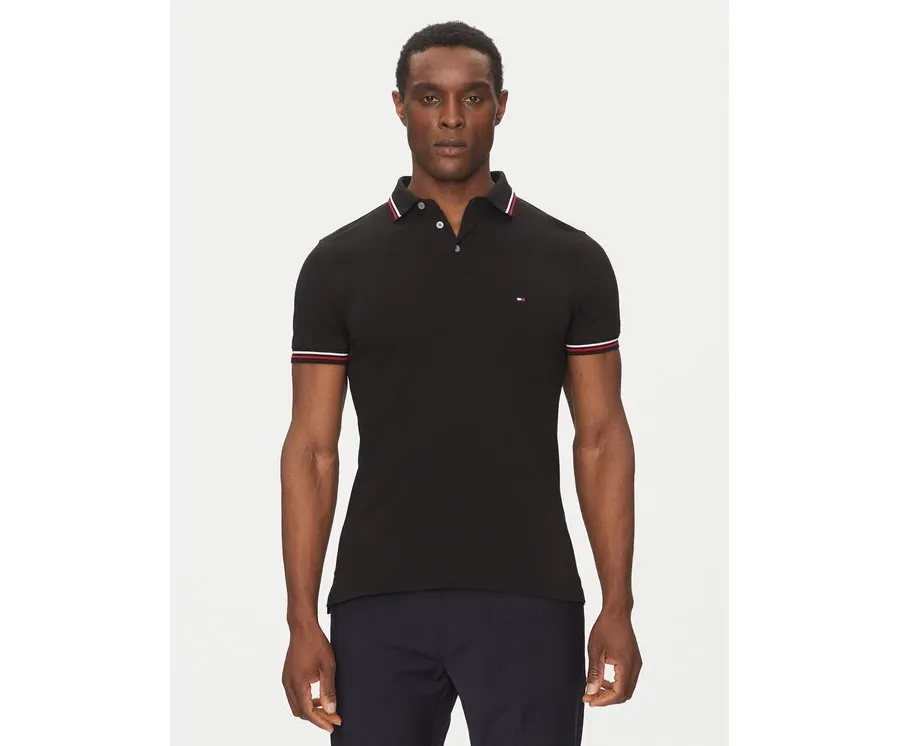 obrazek 1 Tommy Hilfiger Polo Tipped MW0MW37346 Czarny Slim Fit