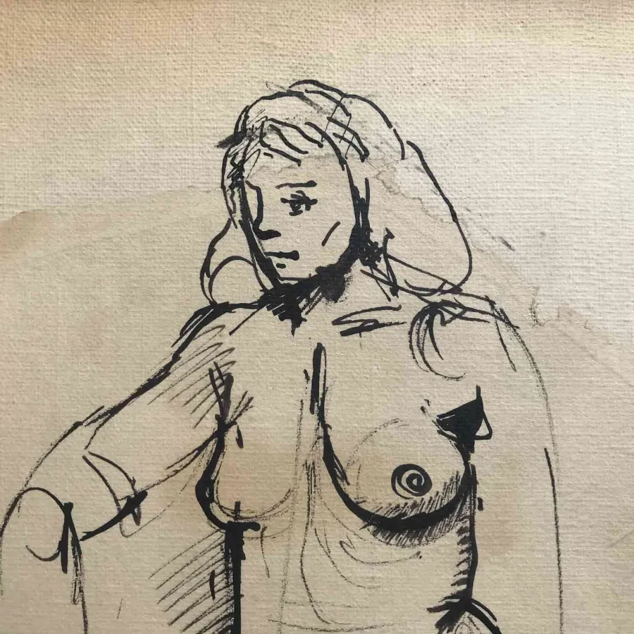 obrazek 2 Renato Guttuso Akt kobiety Rzym 1952 rysunek tuszem na papierze