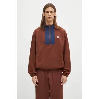 Zdjęcie New Balance bluza polarowa kolor brązowy z aplikacją MT43518ROK
