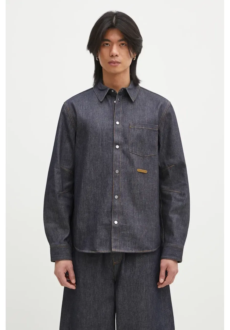 obrazek 1 Helmut Lang koszula jeansowa Curved Cl Shirt.Bkly męska kolor granatowy regular z kołnierzykiem klasycznym O09DM501