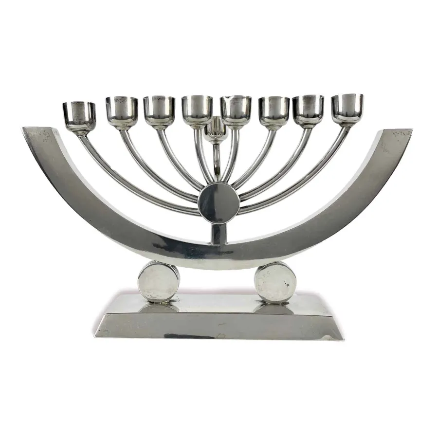 obrazek 2 Designerska lampa chanukowa w stylu Art Deco z początku XX wieku Menora, Polska, około 1920 roku