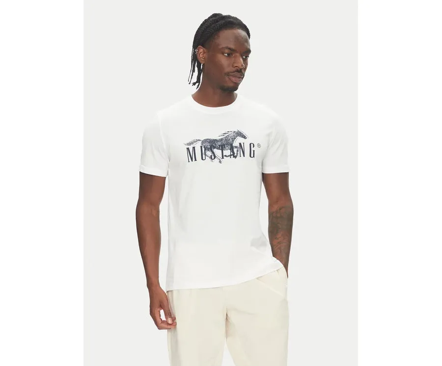 obrazek 1 Mustang T-Shirt Austin 1016492 Biały Regular Fit