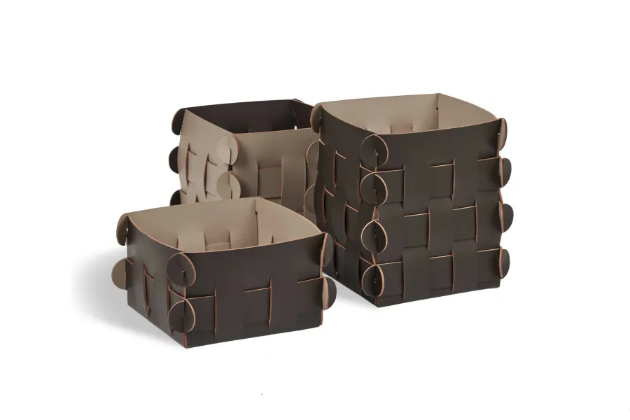 obrazek 2 Elegancki koszyk Shlesser 13x13xH8 cm w kolorze czekoladowym