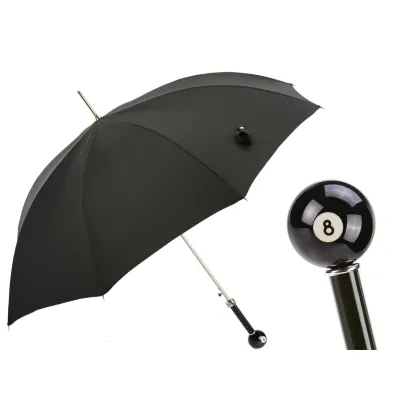 Picture A unique black men's umbrella with a handle in the shape of a billiard ball - Pasotti