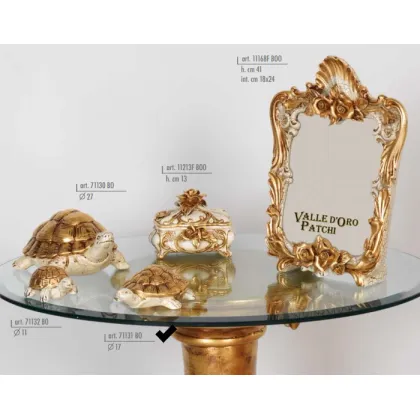 Picture Ceramic turtle with gold shell 17cm - Valle d'oro Patchi