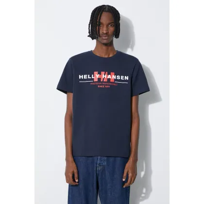 Zdjęcie Helly Hansen t-shirt bawełniany kolor granatowy wzorzysty