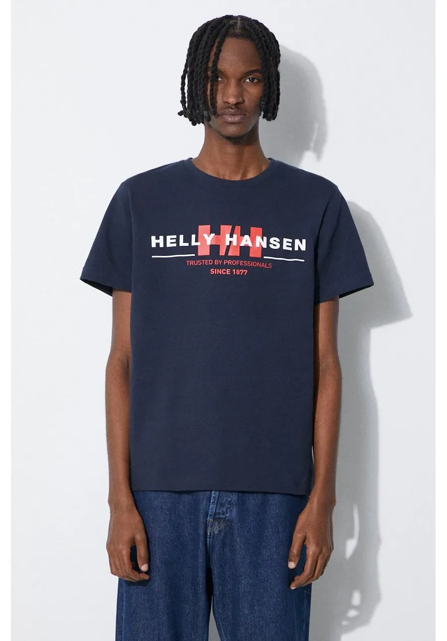 obrazek 1 Helly Hansen t-shirt bawełniany kolor granatowy wzorzysty