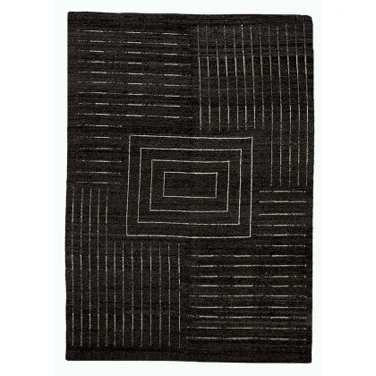 Zdjęcie Czarny prostokątny geometryczny dywan z wełny - Sartori Rugs