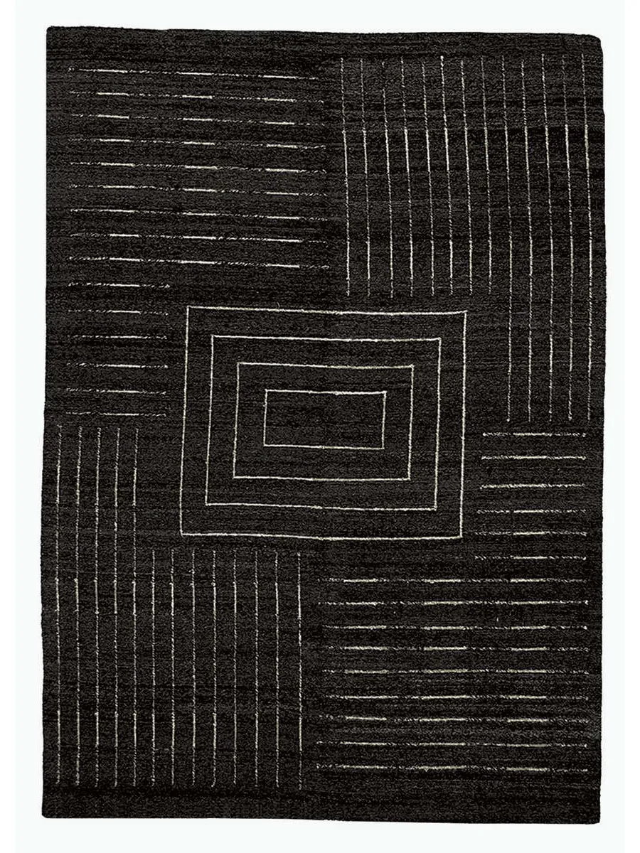 obrazek 1 Czarny prostokątny geometryczny dywan z wełny - Sartori Rugs