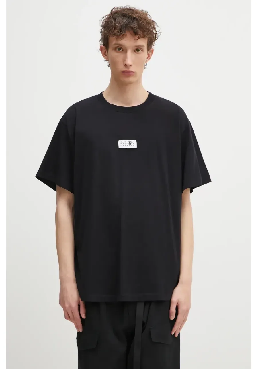 obrazek 1 MM6 Maison Margiela t-shirt bawełniany męski kolor czarny z aplikacją SH0GC0033
