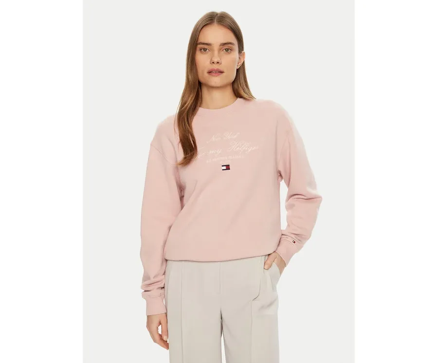 obrazek 1 Tommy Hilfiger Bluza Modern Script WW0WW43844 Różowy Regular Fit