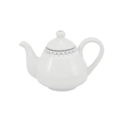 Zdjęcie Piękny imbryk z porcelany z delikatnym szarym zdobieniem z kolekcji HyggeLine – Leander