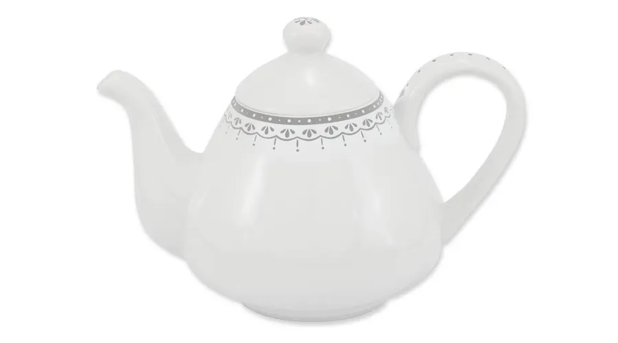 obrazek 1 Piękny imbryk z porcelany z delikatnym szarym zdobieniem z kolekcji HyggeLine – Leander