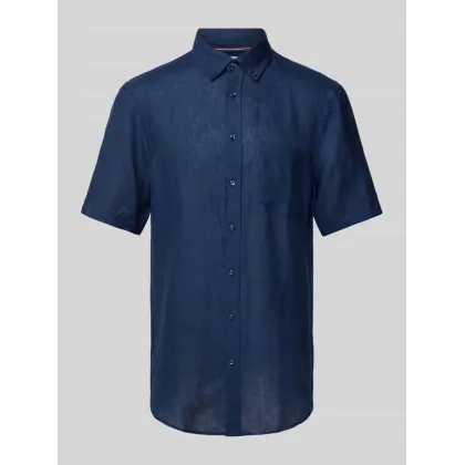 Zdjęcie Koszula lniana o kroju regular fit z kołnierzykiem typu button down