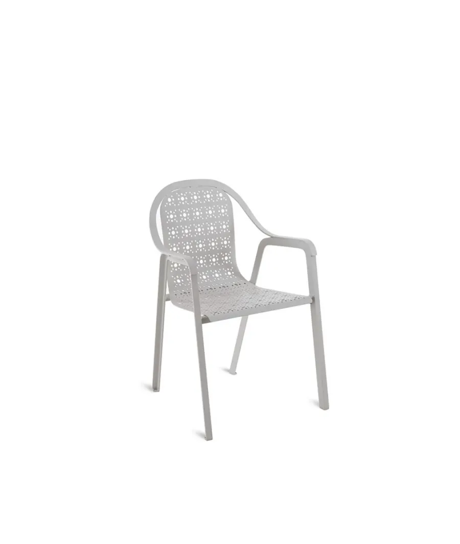 obrazek 1 Stylowy fotel Tline wykonany z aluminium w kolorze gołębim szarym do ogrodu i na taras