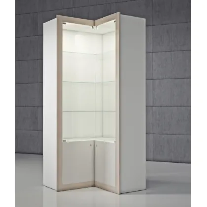 Zdjęcie Elegancka narożna witryna modułowa z ozdobną ramą i szafkami