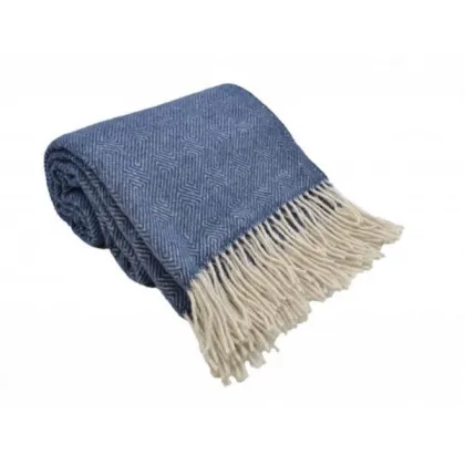 Zdjęcie Koc z wełny merynosów i frędzlami 140x200 cm