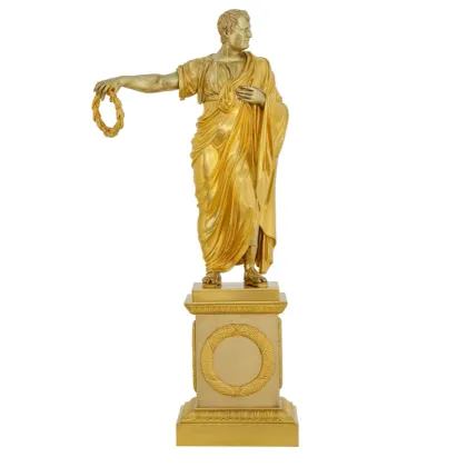 Zdjęcie Piękna statuetka Juliusza Cezara z pozłacanego mosiądzu
