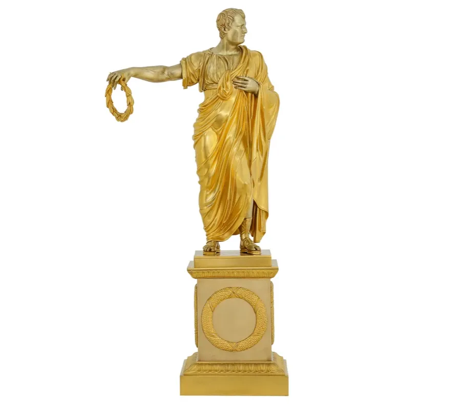 obrazek 1 Piękna statuetka Juliusza Cezara z pozłacanego mosiądzu