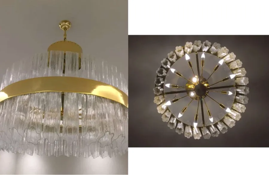 obrazek 2 Żyrandol LED ze szklanymi rurkami w metalowej ramie - Il Paralume Marina