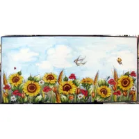 Picture A garden countertop made of lava decorated with a view of a sunflower field - Ceramiche Valchida