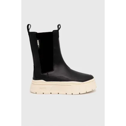 Zdjęcie Puma botki Mayze Stack Chelsea Winter Wns damskie kolor czarny na platformie lekko ocieplone