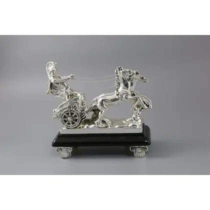 Zdjęcie Ekskluzywna posrebrzana statuetka dekoracyjna z podstawą - ArtBe