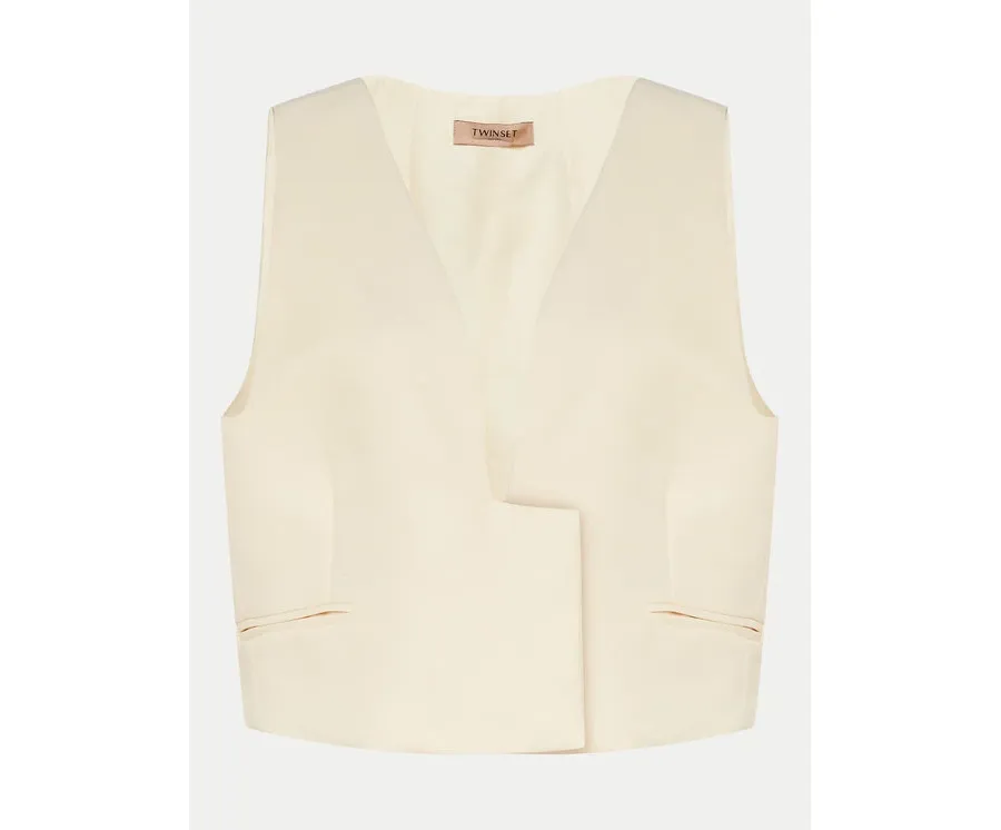 obrazek 1 TWINSET Kamizelka 241TT2100 Écru Slim Fit