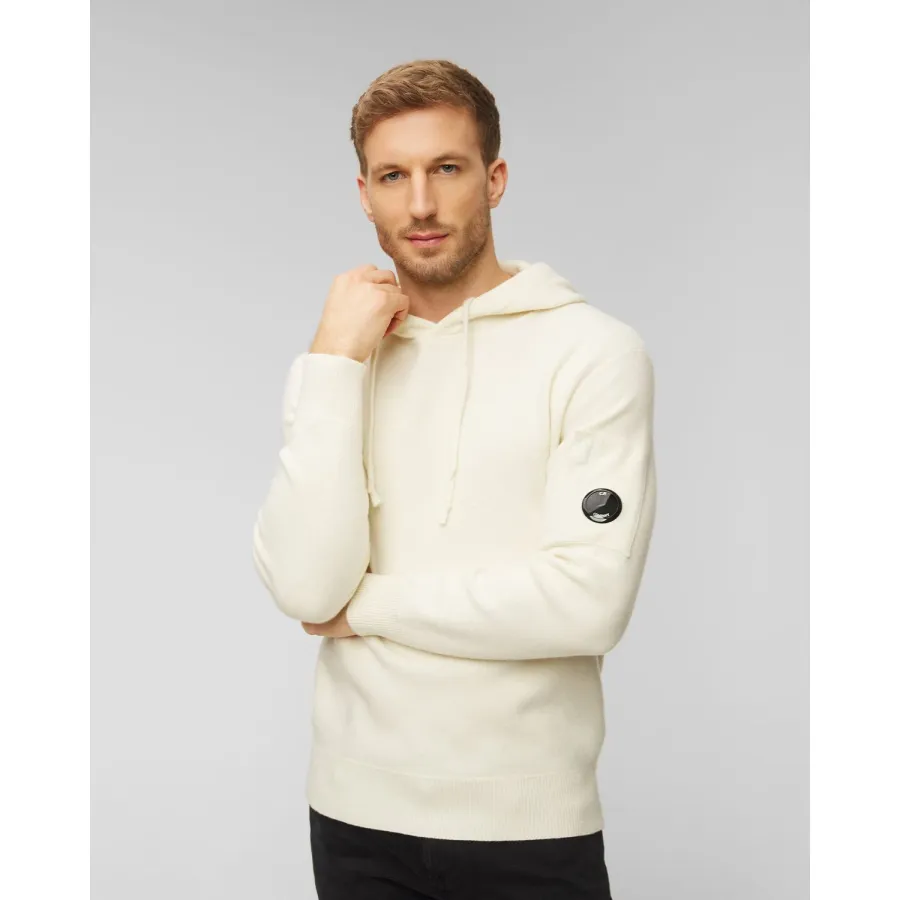 obrazek 1 Biała Bluza Wełniana Z Kapturem Męska C.p. Company CP Company