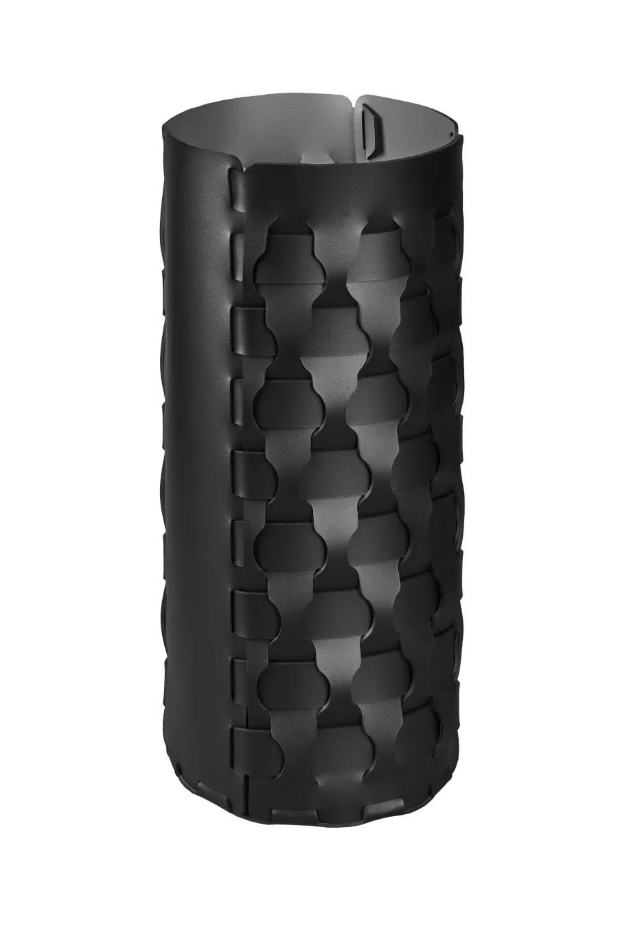 obrazek 1 Stylowy czarny kosz na parasole Dubai Ø22xH51 cm z naturalnej skóry z recyklingu