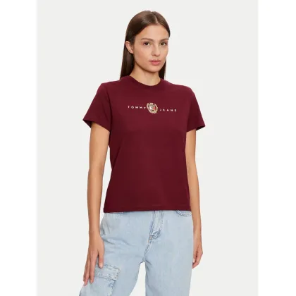 Zdjęcie Tommy Jeans T-Shirt Crest Linear DW0DW18795 Bordowy Regular Fit
