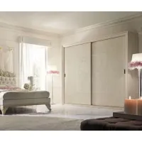 Picture Wardrobe with two sliding doors, 290 cm, white, glazed, with decoration - Avenanti