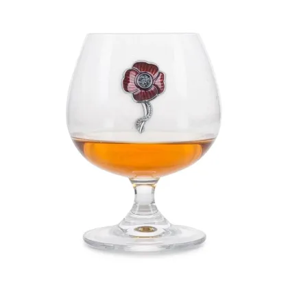 Zdjęcie Prezent - kieliszek do brandy z cynowym emblematem – makiem „Abyśmy nie zapomnieli”