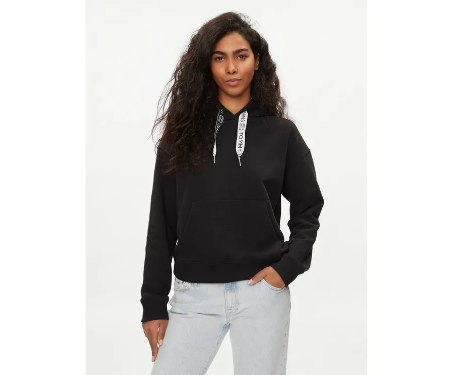 obrazek 1 Tommy Jeans Bluza Logo Drawcord DW0DW17794 Czarny Boxy Fit