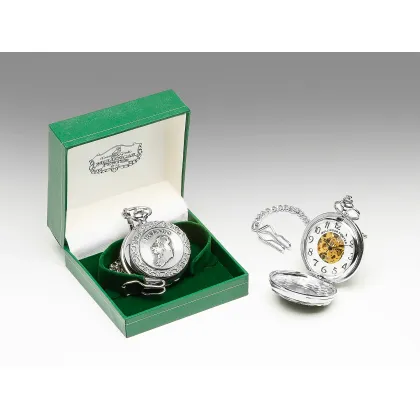 Zdjęcie Elegancki męski mechaniczny zegarek kieszonkowy z pewteru z mapą Irlandii