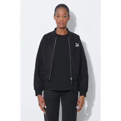 Zdjęcie Puma kurtka bomber Classics Shiny Bomber damski kolor czarny przejściowa 623696