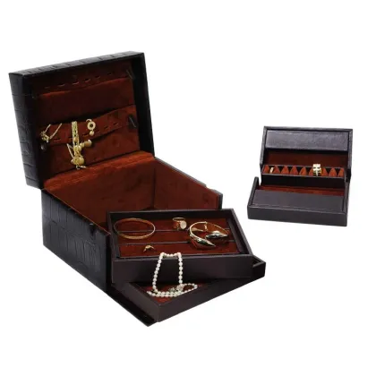 Zdjęcie Niepowtarzalne pudełko na biżuterię - skóra naturalna