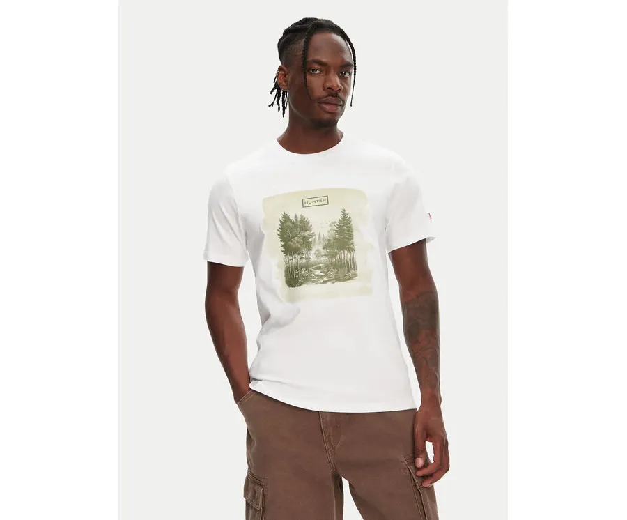obrazek 1 Hunter T-Shirt Duart Graphic HARM0033251 Biały Regular Fit