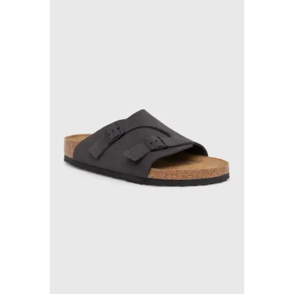 Zdjęcie Birkenstock klapki zamszowe Zürich męskie kolor szary 1028586