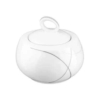 Zdjęcie Stylowa porcelanowa cukiernica z delikatnym nowoczesnym zdobieniem - Seltmann Weiden